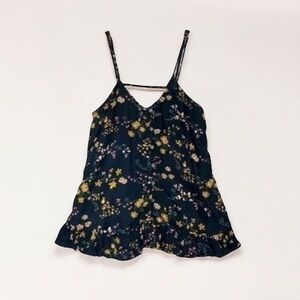American Eagle Floral Button Front Spaghetti Strap Ruffle Tank Size XXS